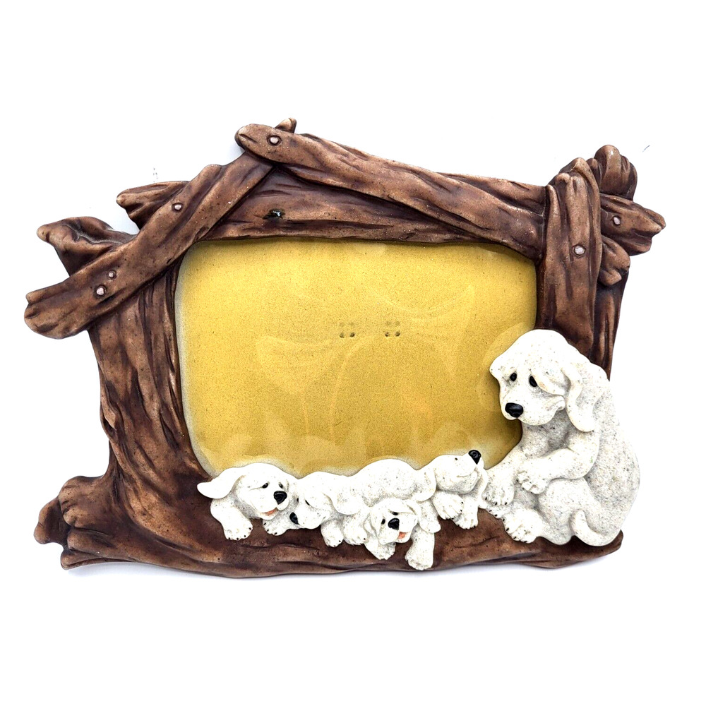 Vintage Quarry Critters Photo Frame Hound Dod and Puppies 10x7 for 4x6 Photo